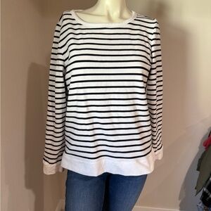 Talbots Black and White Striped Top